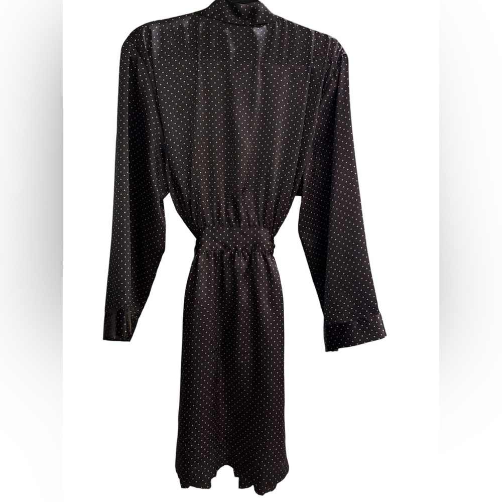 Vtg Y2K Morgan Taylor Satin Robe XL Pink Polka Dot Barbiecore Silky Lingerie‎